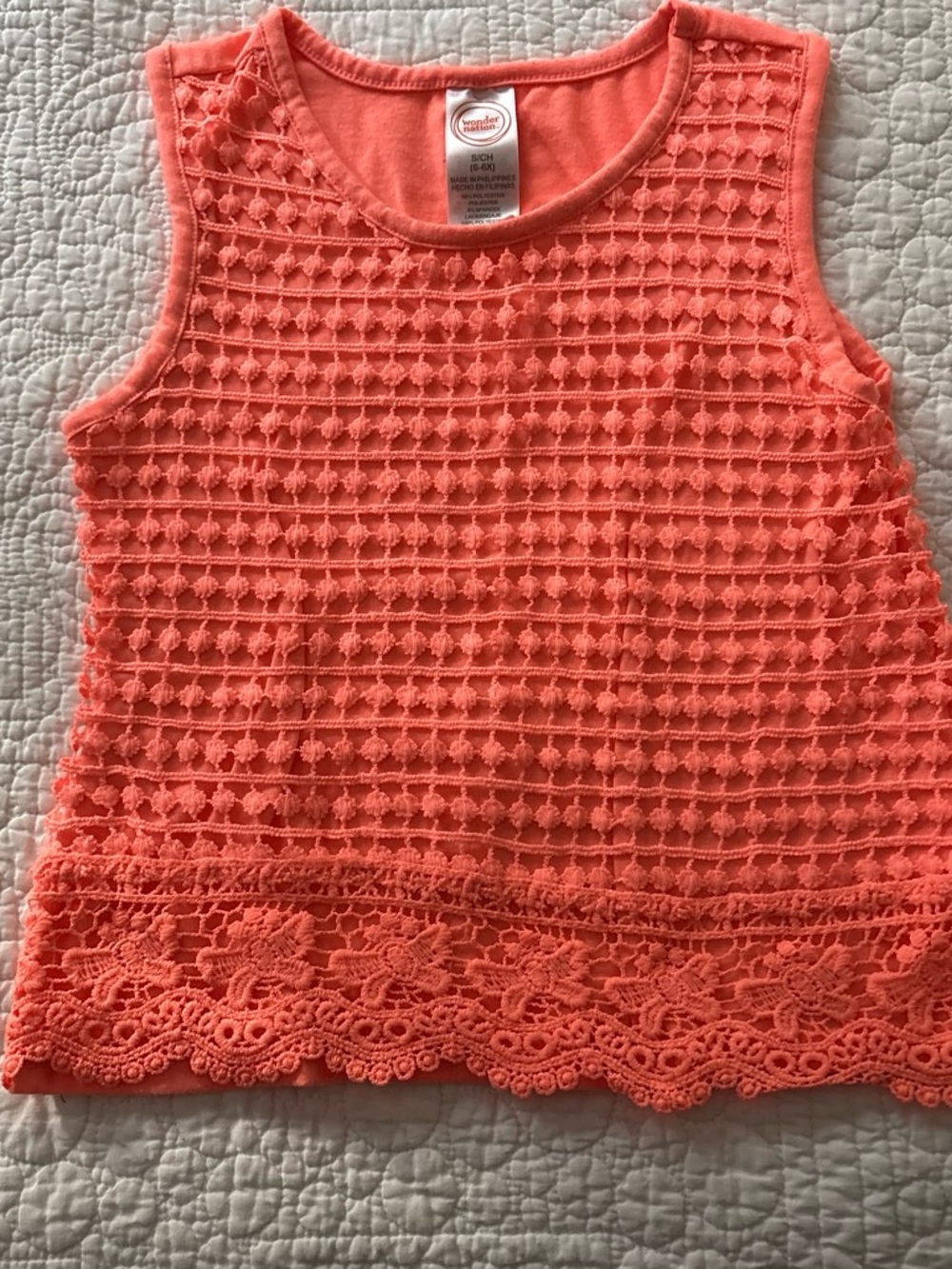 wonder nation Coral Crochet Overlay Tank Top